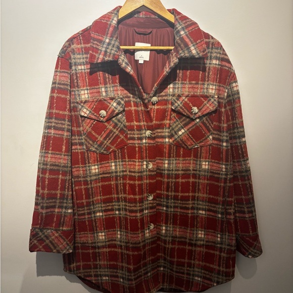 Gentle Fawn Jackets & Blazers - Gentle Fawn Red Plaid Utility Jacket